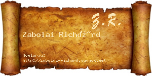 Zabolai Richárd névjegykártya